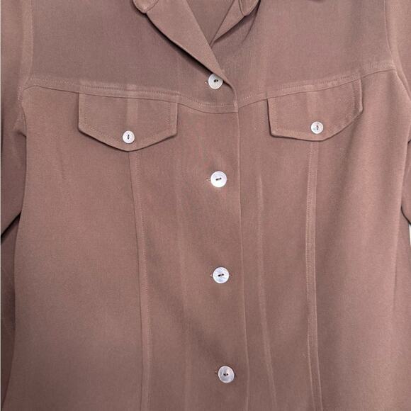 SAGA BROWN BUTTON DOWN WOMEN TOP WITH POCKETS SIZE SMALL - Picture 5 of 8